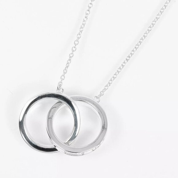 TIFFANY&Co. 1837 Interlocking Circle Necklace Silver925 4.3g Women - Picture 3 of 8